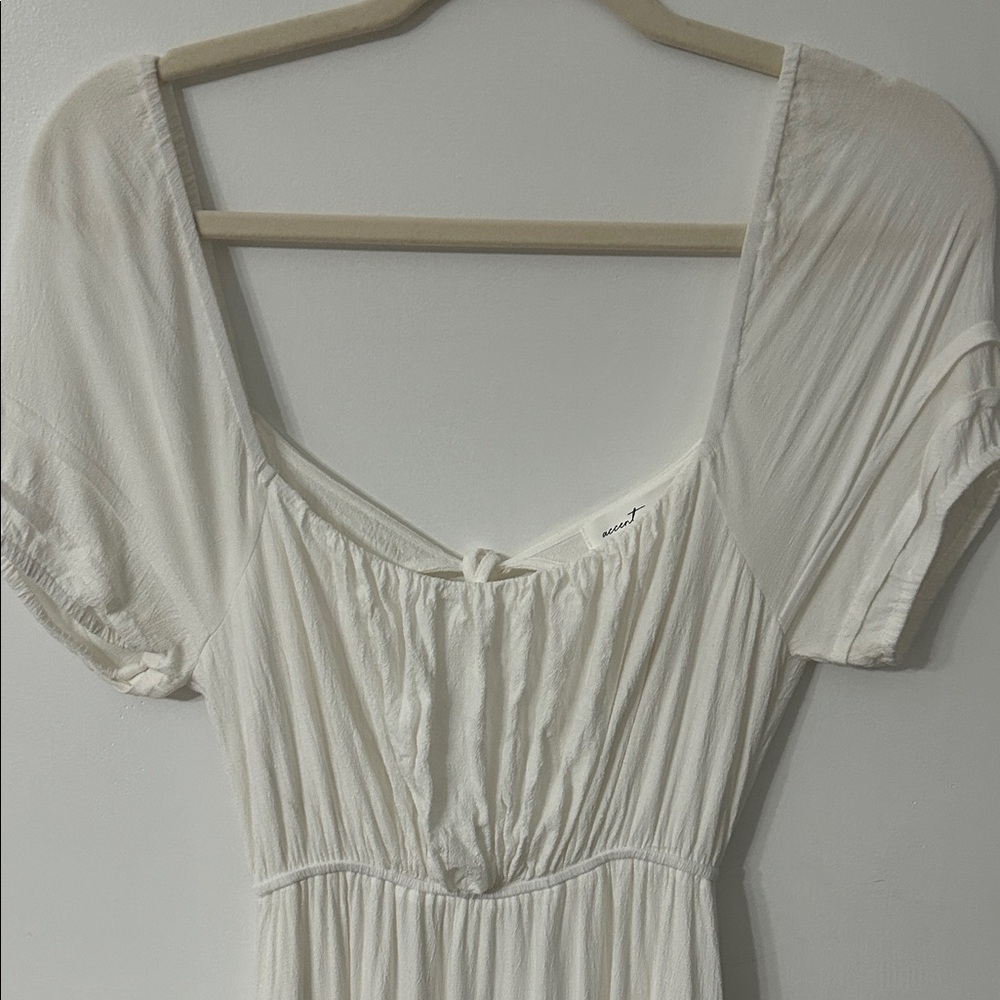 Accent the Label Dress Medium White Cottagecore Squared Milkmaid Bridal - Picture 16 of 16